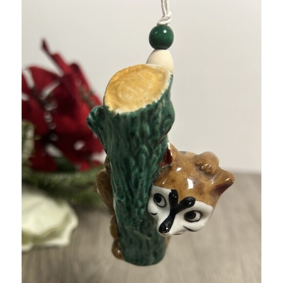 Upcycled Vintage Salt & Pepper Shaker Christmas Ornament Porcelain Red Panda - Picture 1 of 7